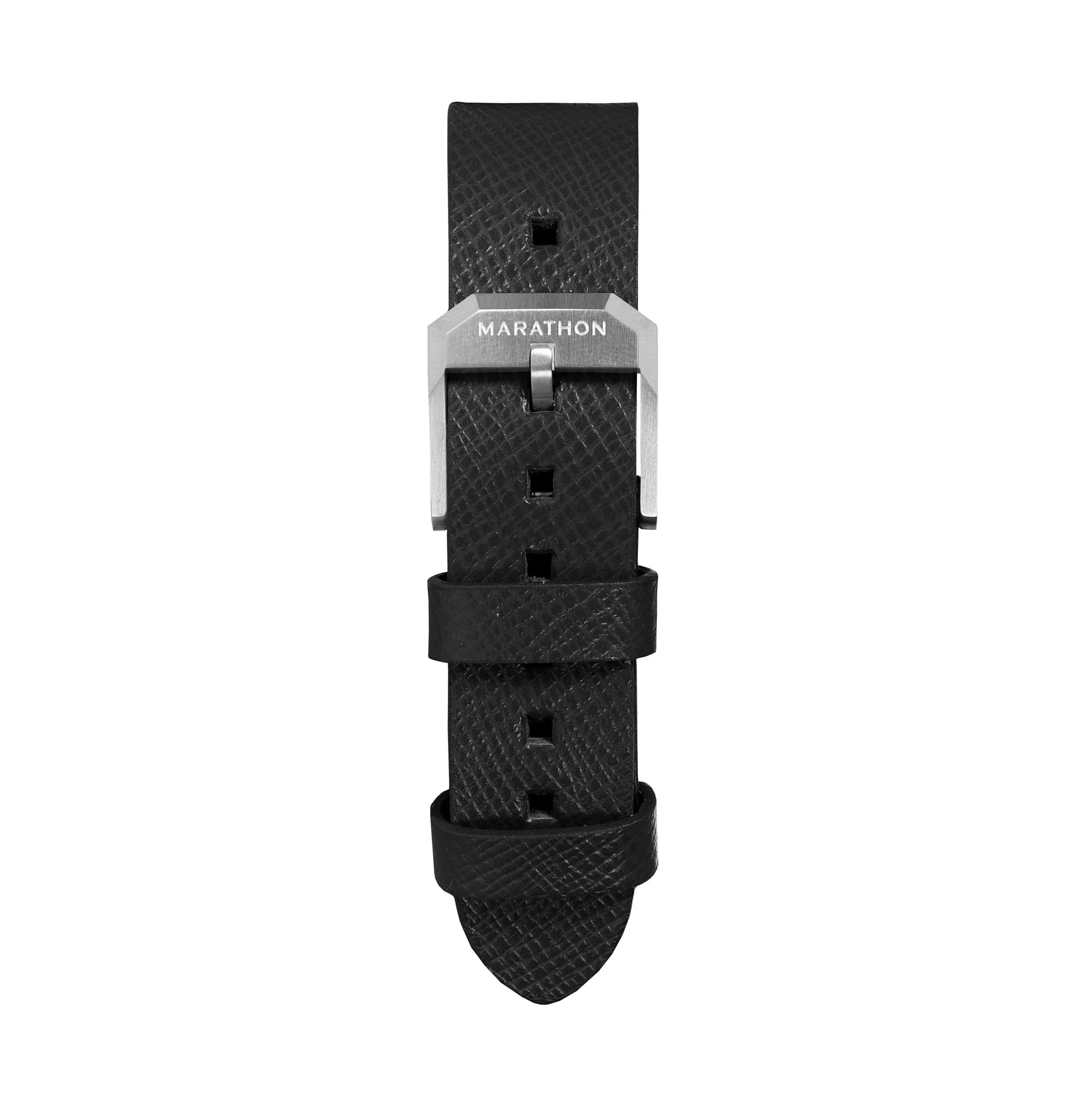 18mm 2-Piece Leather Strap, Black with Brushed Steel Hardware - Image 3