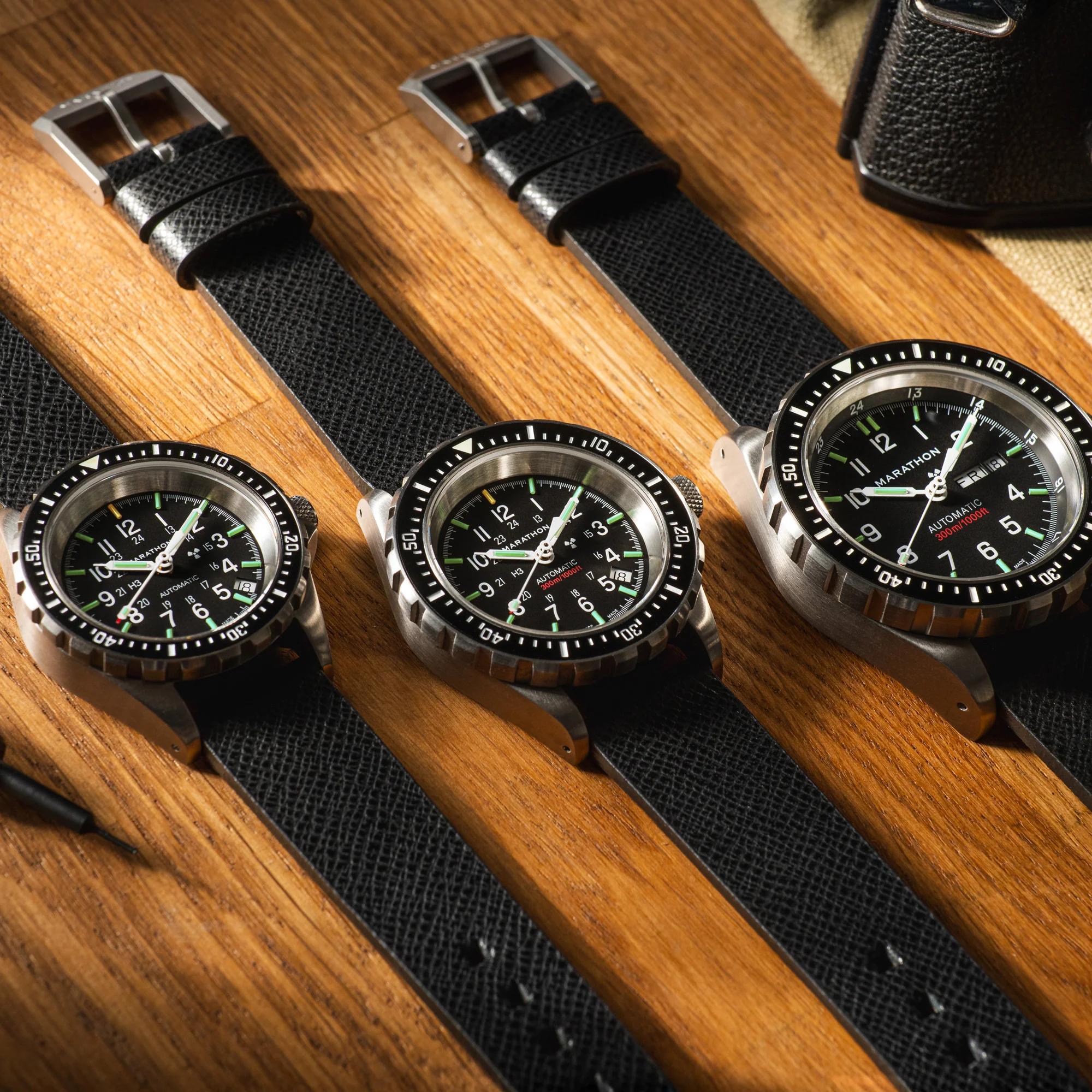 18mm 2-Piece Leather Strap, Black with Brushed Steel Hardware - Image 5