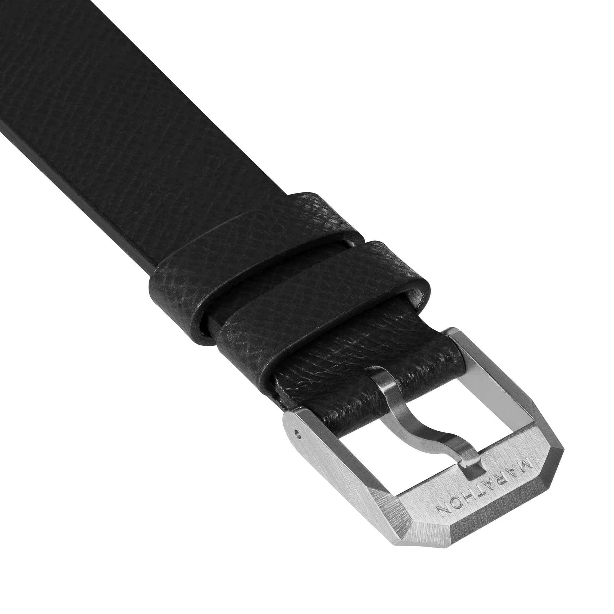 18mm 2-Piece Leather Strap, Black with Brushed Steel Hardware - Image 7