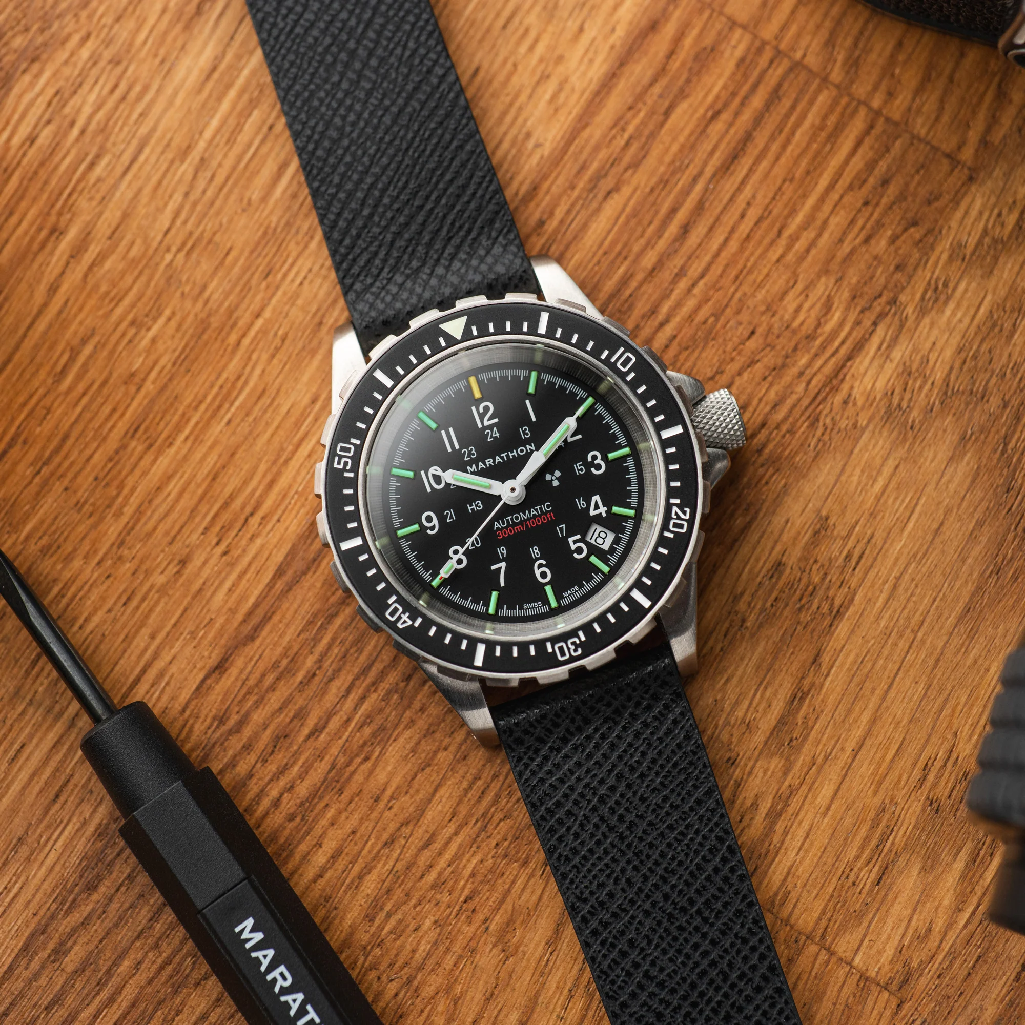 20mm 2-Piece Leather Strap, Black with Brushed Steel Hardware - Image 6