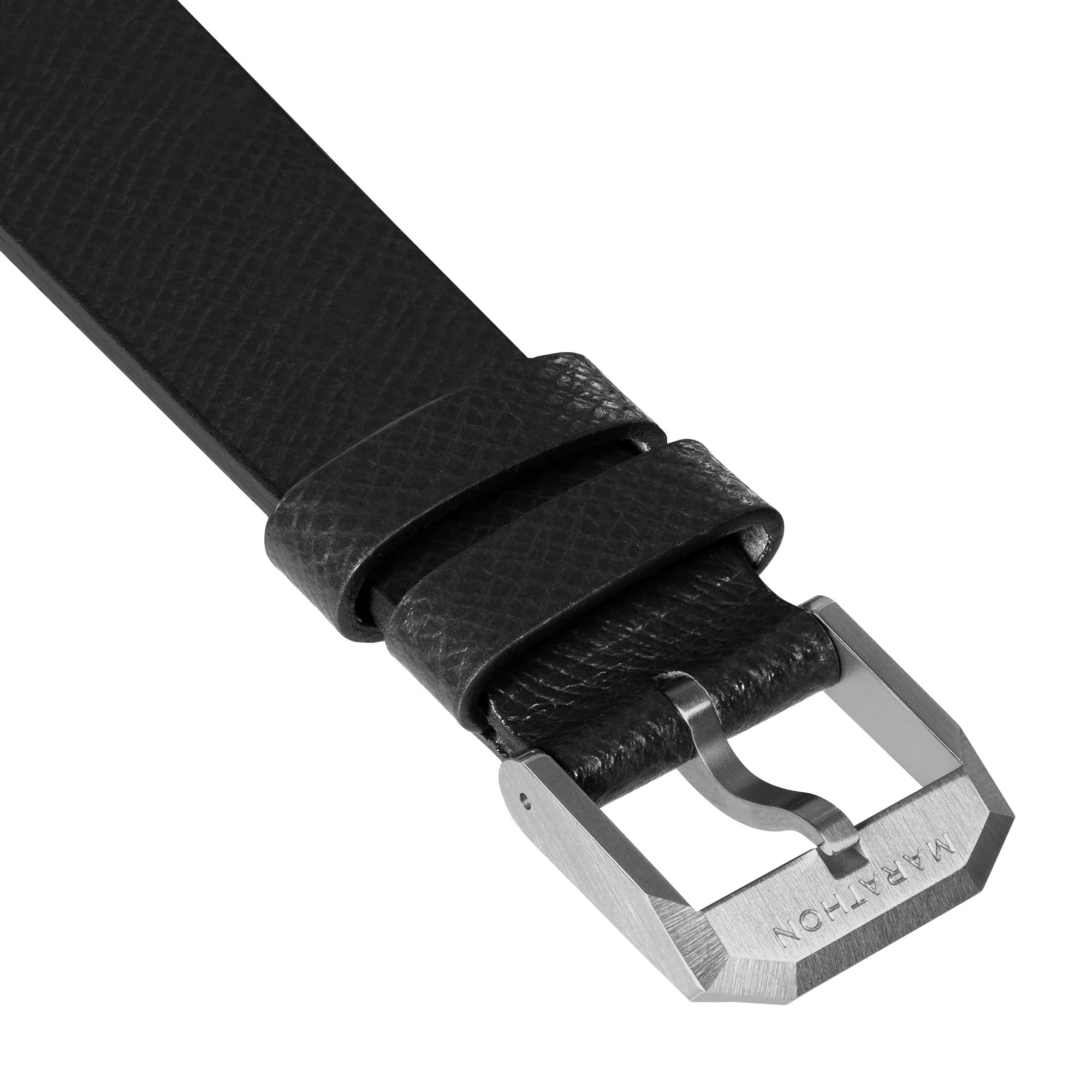 20mm 2-Piece Leather Strap, Black with Brushed Steel Hardware - Image 8
