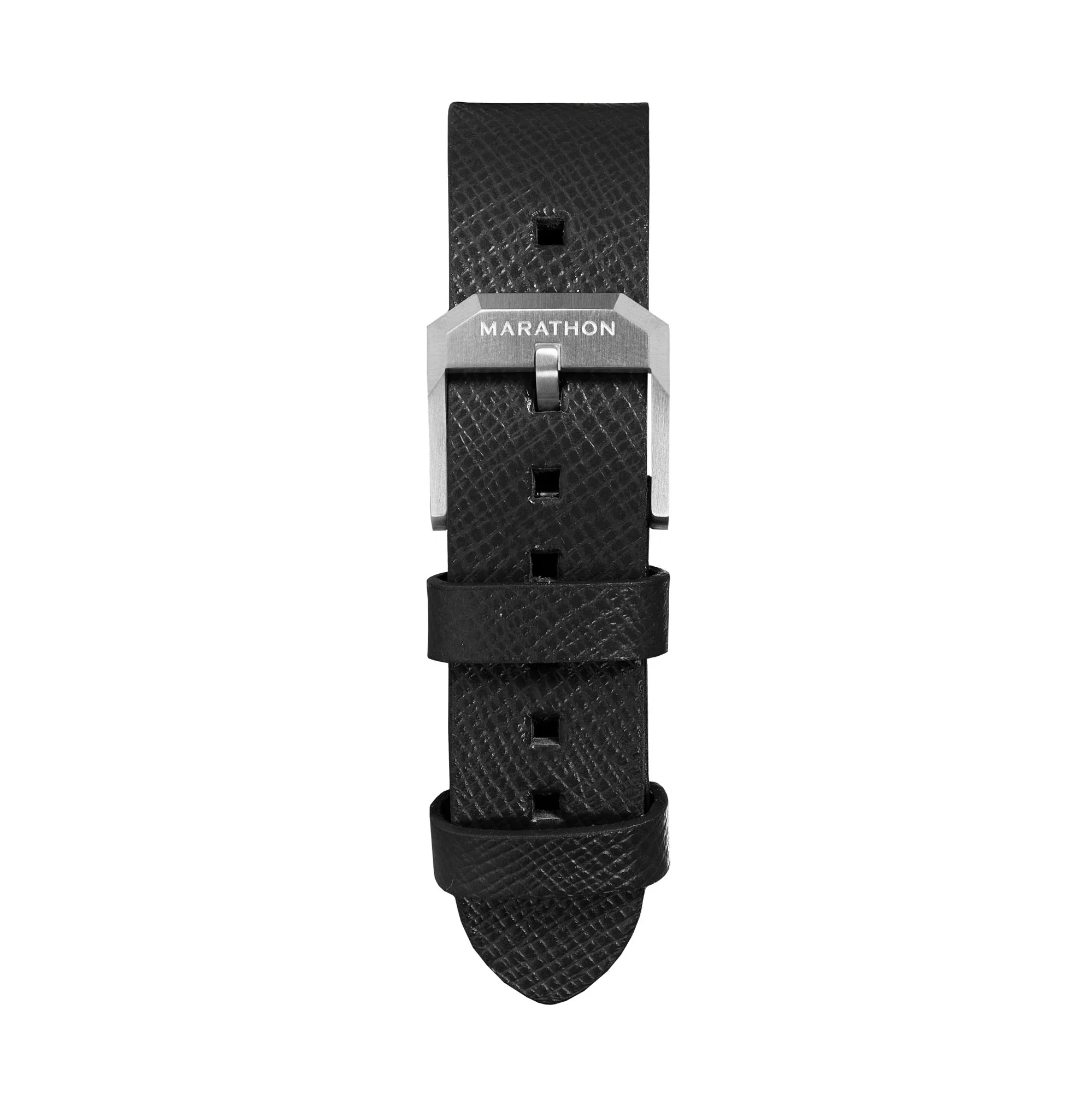 20mm 2-Piece Leather Strap, Black with Brushed Steel Hardware - Image 9