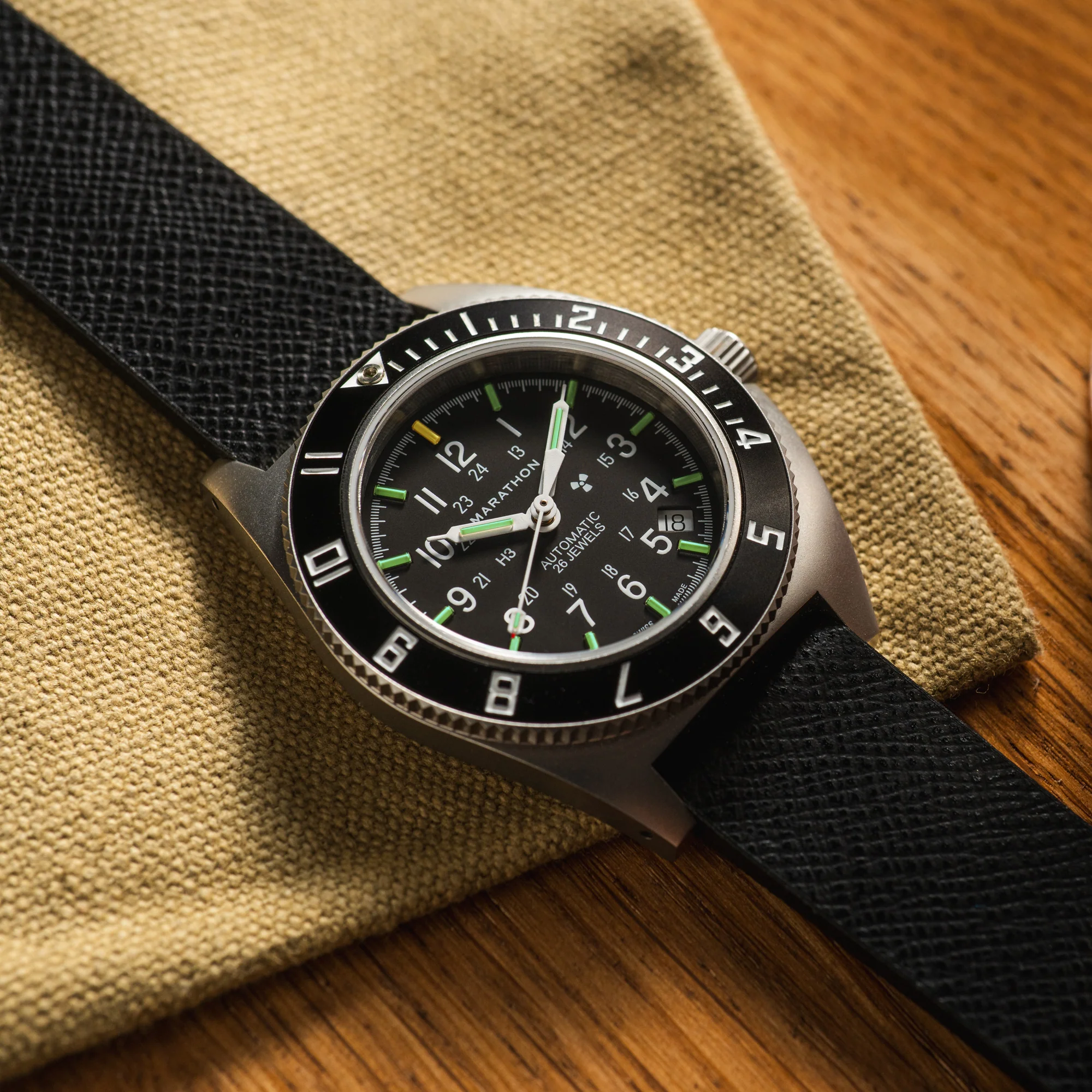 20mm 2-Piece Leather Strap, Black with Parkerized Hardware - Image 6