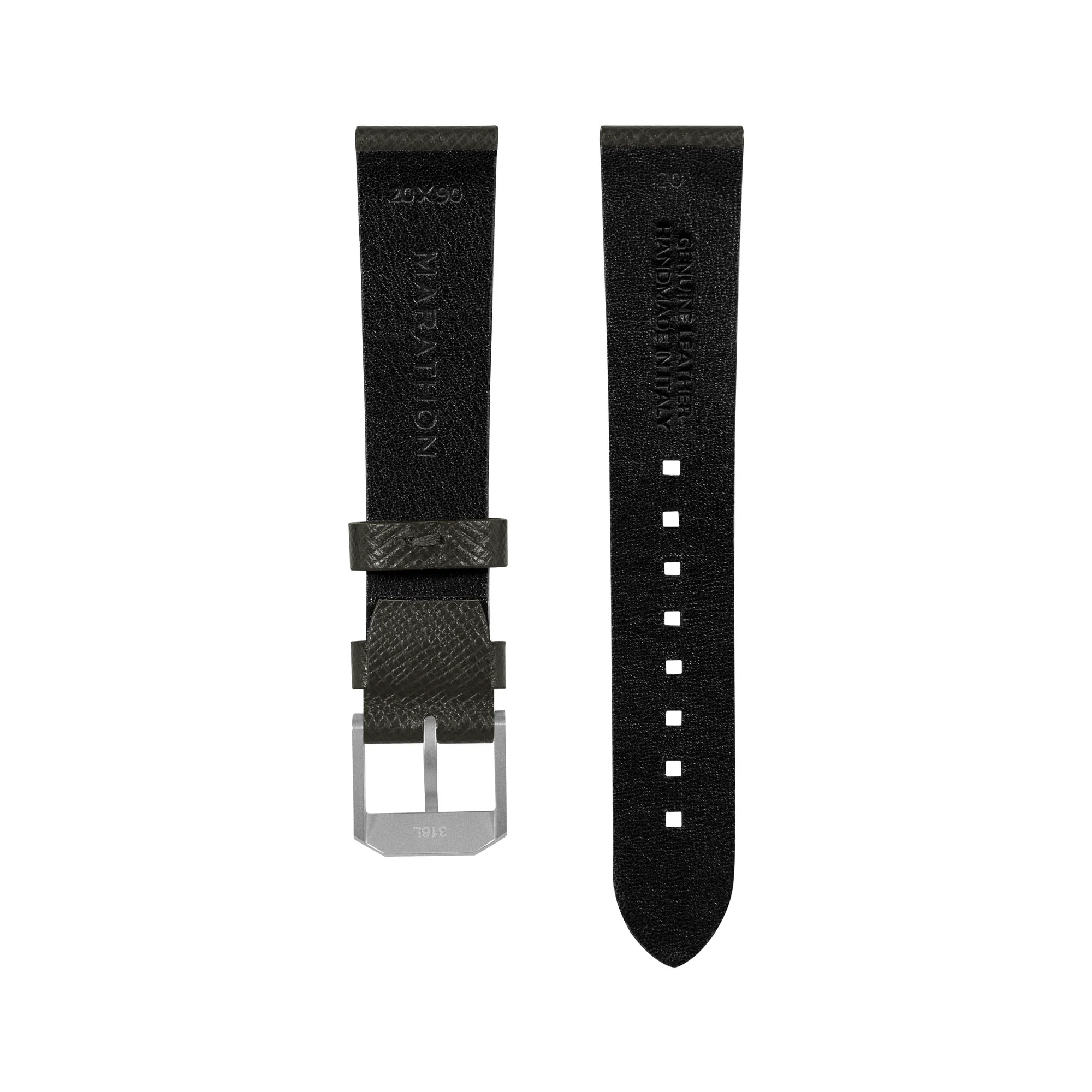 20mm 2-Piece Leather Strap, Moss Green with Parkerized Hardware - Image 11
