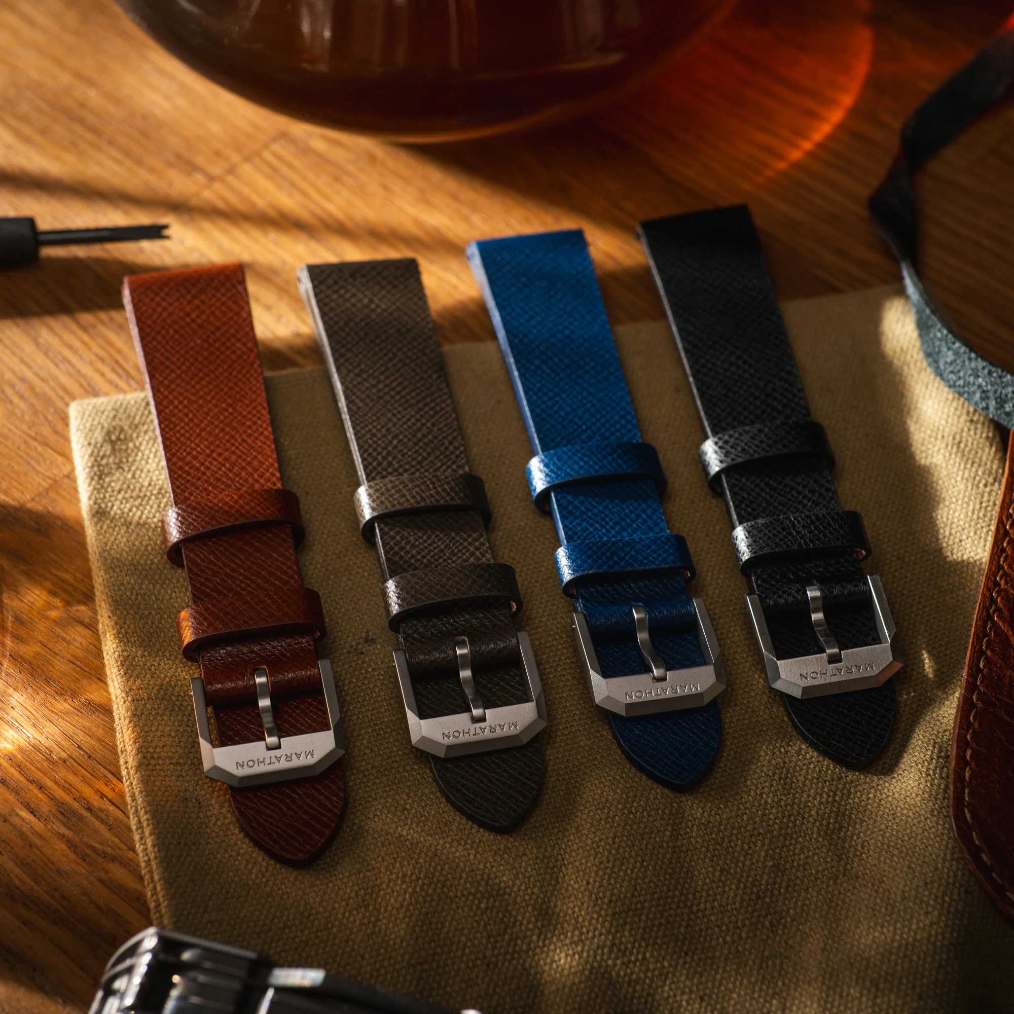 20mm 2-Piece Leather Strap, Royal Blue with Brushed Steel Hardware - Image 7