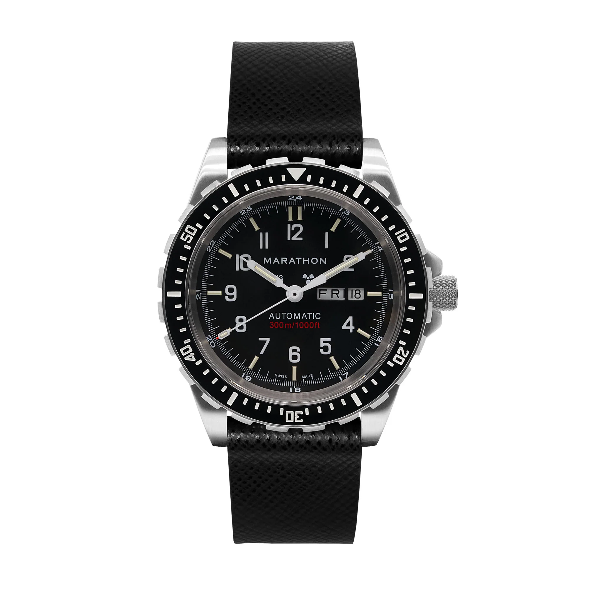 22mm 2-Piece Leather Strap, Black with Brushed Steel Hardware - Image 5