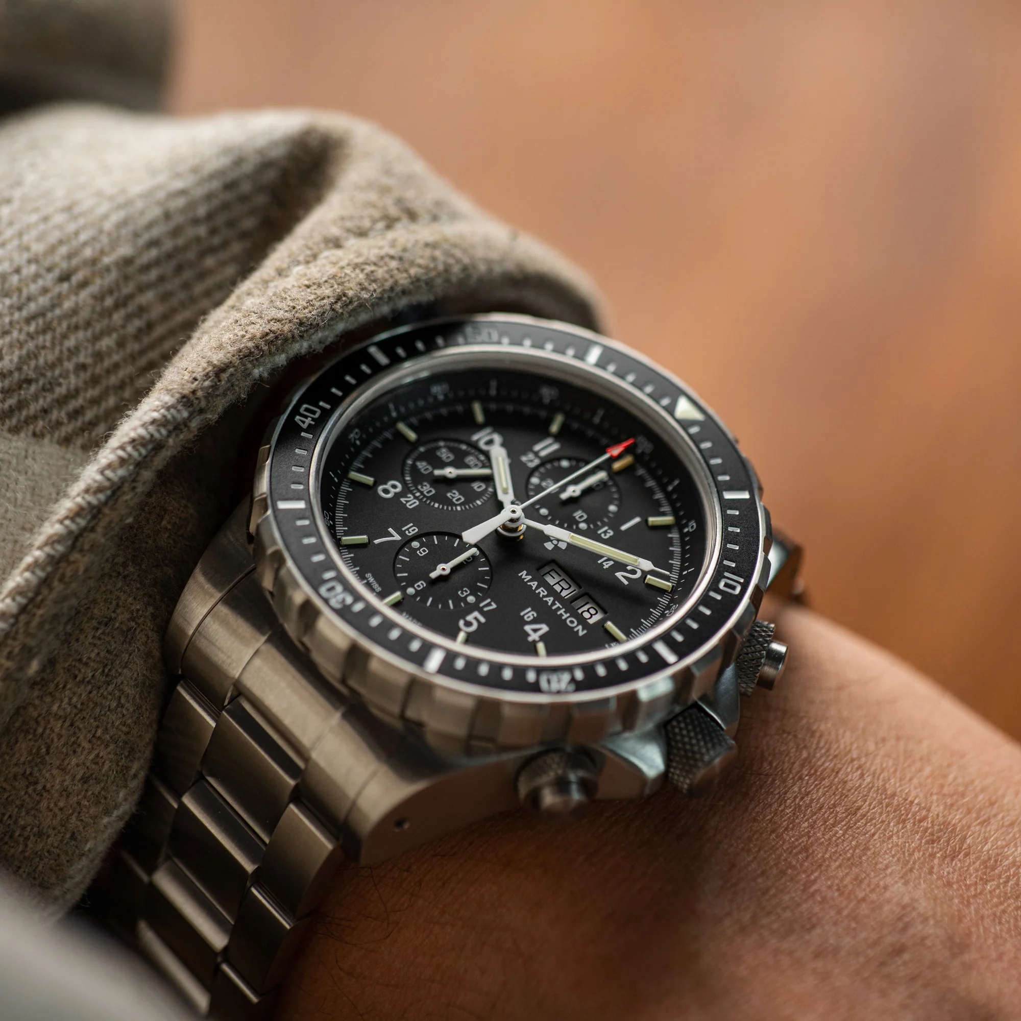 46mm Jumbo Diver/Pilot's Automatic Chronograph (CSAR) with Stainless Steel Bracelet - Image 37